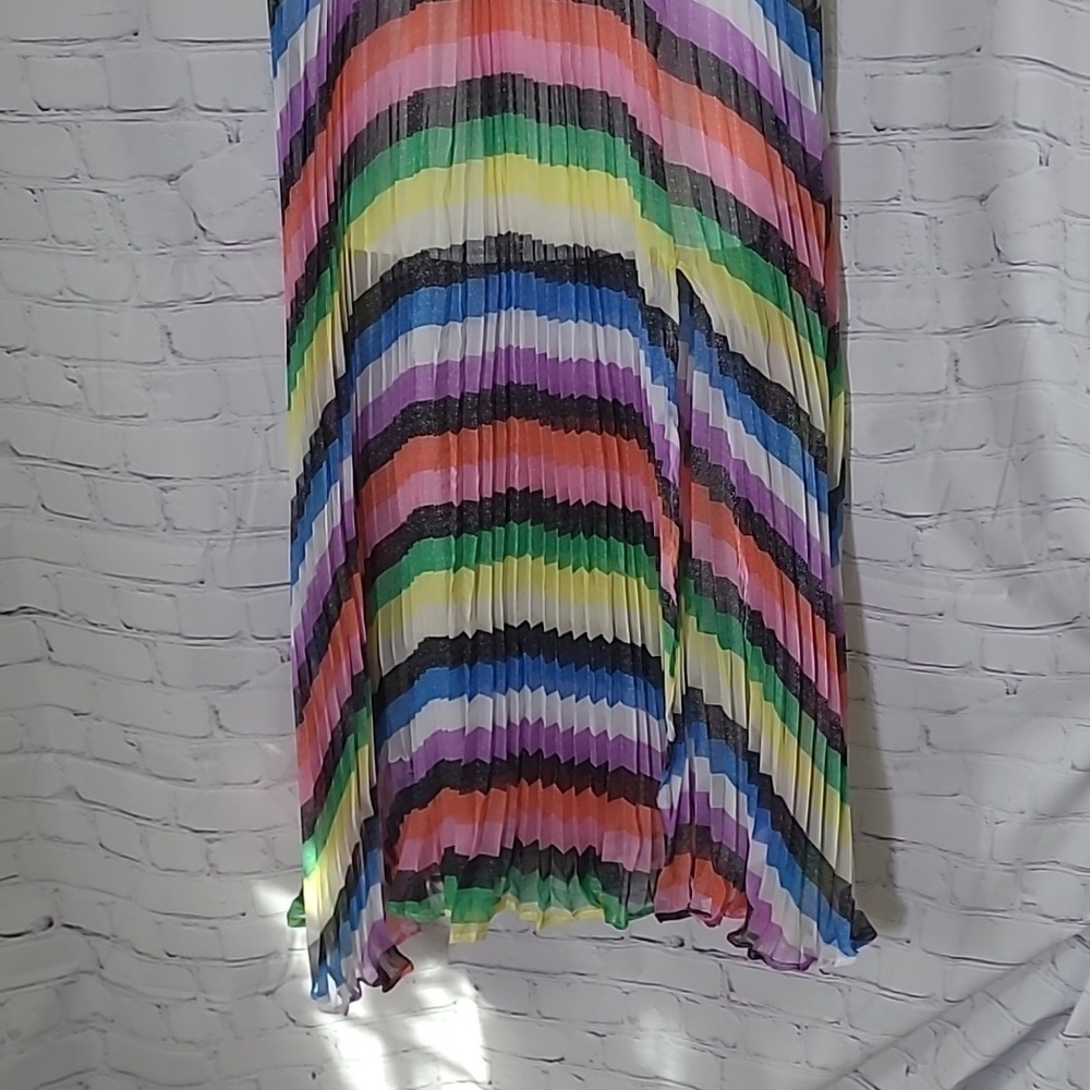 New York and Company sz small color stripe maxi skirt with slit WSK90 - Picture 3 of 6